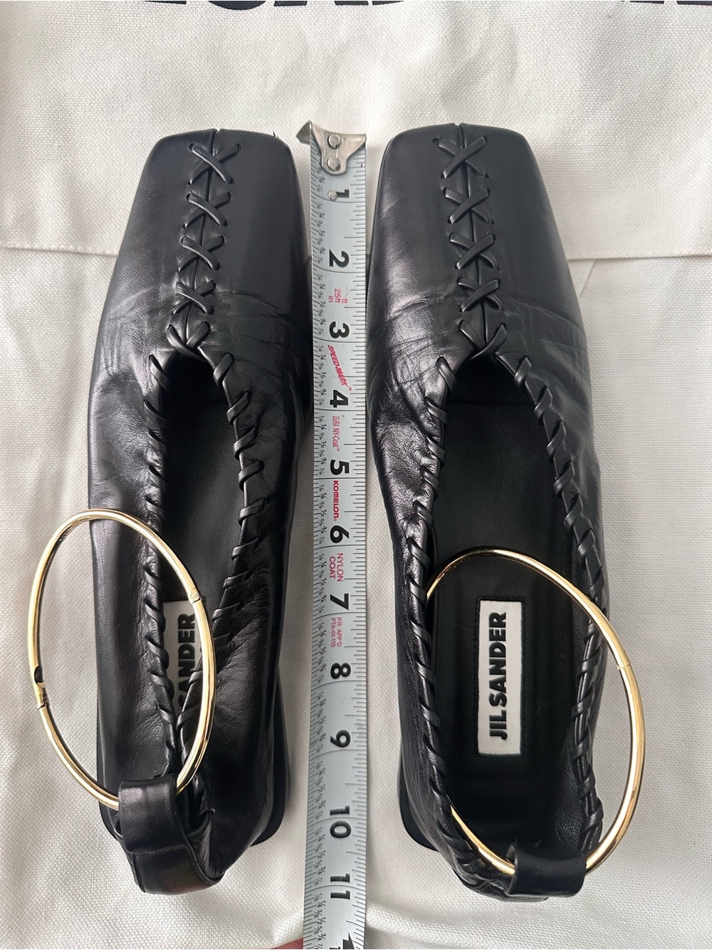 Jil Sander Black Leather Hoop Slingback Flats - Picture 7 of 7